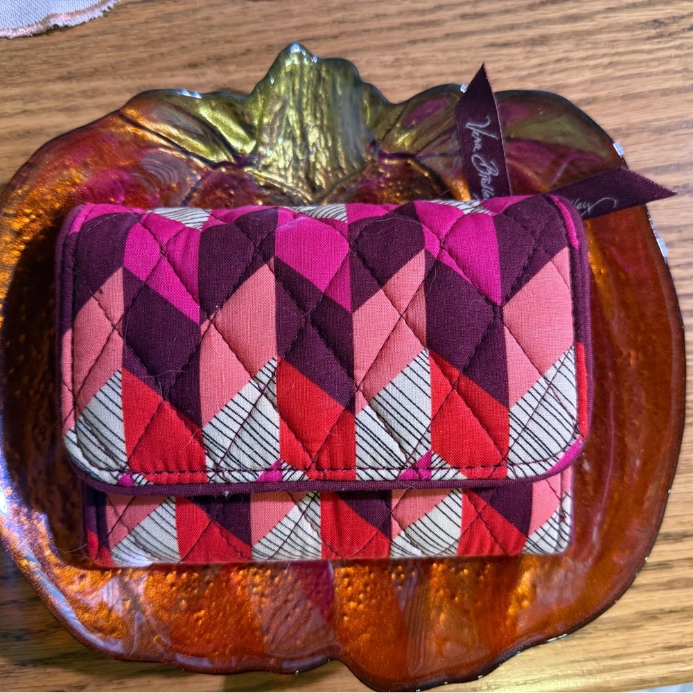 Vera Bradley Quilted Wallet in Pink and Red Diamond Pattern